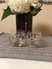 vintage glass sugar and creamer caddy