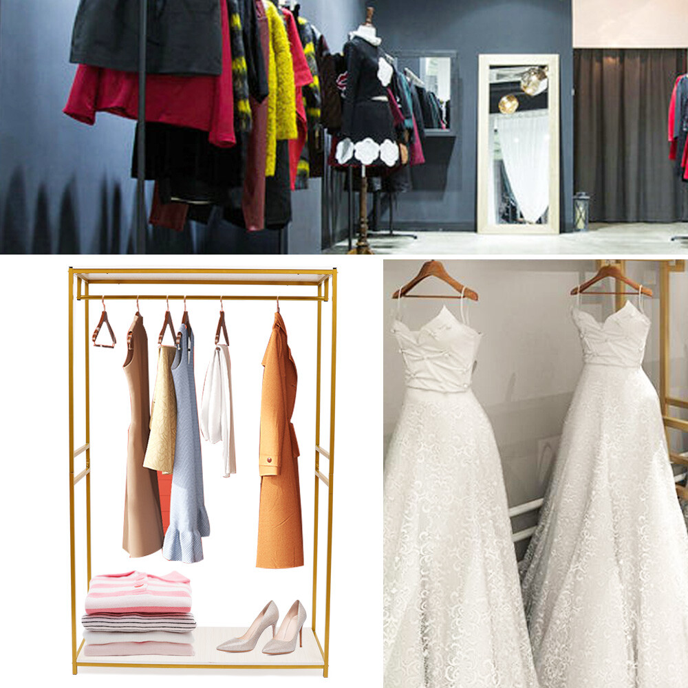Elegant Gold Metal Garment Rack for Wedding Dresses and Clothing 1.9m/74.8