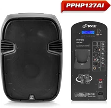 Pyle Powered PA Active Speaker System With 12 Inch Bass Subwoofer in Black