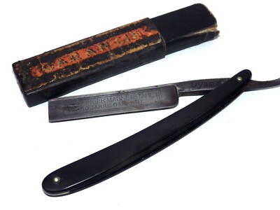 Antique Germany WALD SOLINGEN Straight Razor Stahl OYAMA -  RARE Type