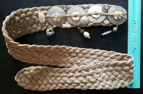 BELT WOMEN’S Wide BRAIDED ROPE Metal Bone Gemstone Bead Shell BOHO HIPPIE 1 size - Picture 9 of 12