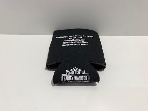 Harley-Davidson Beer can Koozie Huntington Beach CA Can Holder Black HD Logo - Picture 3 of 3