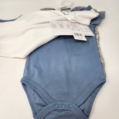 Quiltex Baby Boys' 3-Pack Bodysuits, White, Blue, Gray 3-6 Months - Picture 5 of 9
