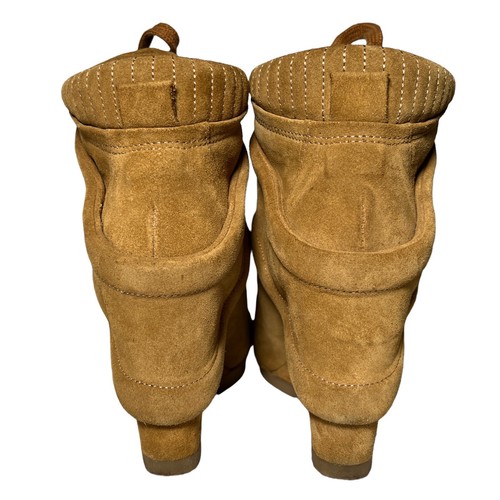 Womens Zara Suede Lace Up High Heel Wedge Booties Taupe Sneaker Sz 39 US 8 Camel - Picture 5 of 10