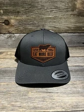 EAT MORE BEEF LEATHER PATCH TRUCKER HAT