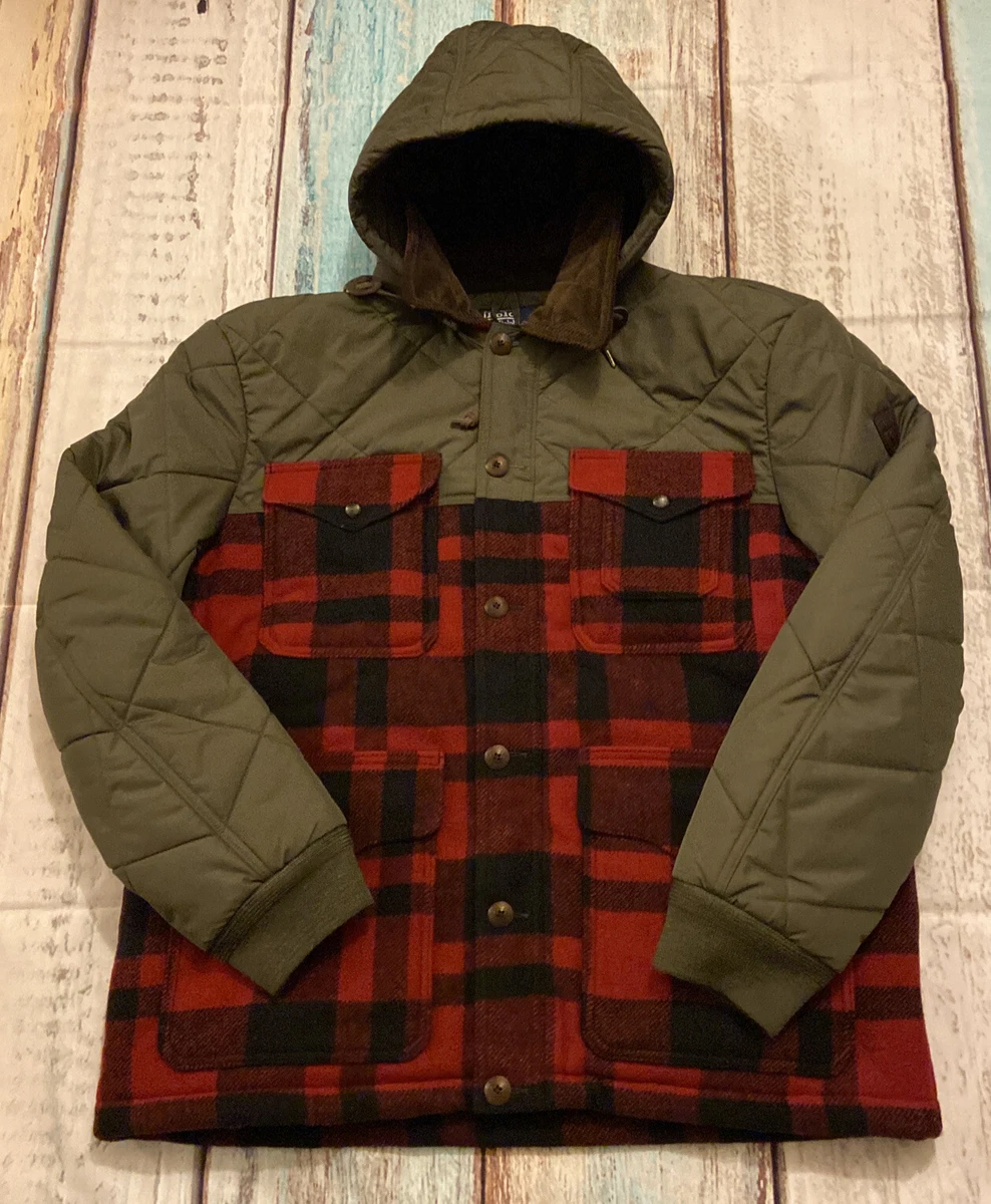 New Polo Ralph Lauren Hybrid Utility Buffalo Plaid Wool Quilted Jacket Men Large