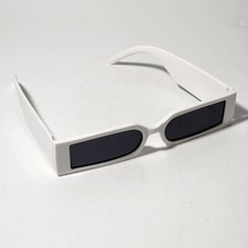 Rectangle Sunglasses Thin Lens Thick Sides Bright White Modern Design