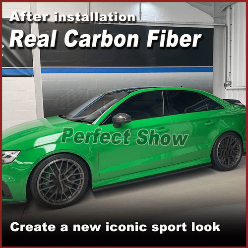 For Audi A3 Sline S3 Sedan 2014-2020 REAL Carbon Side Skirts Bumper Lip Spoiler - Picture 4 of 10