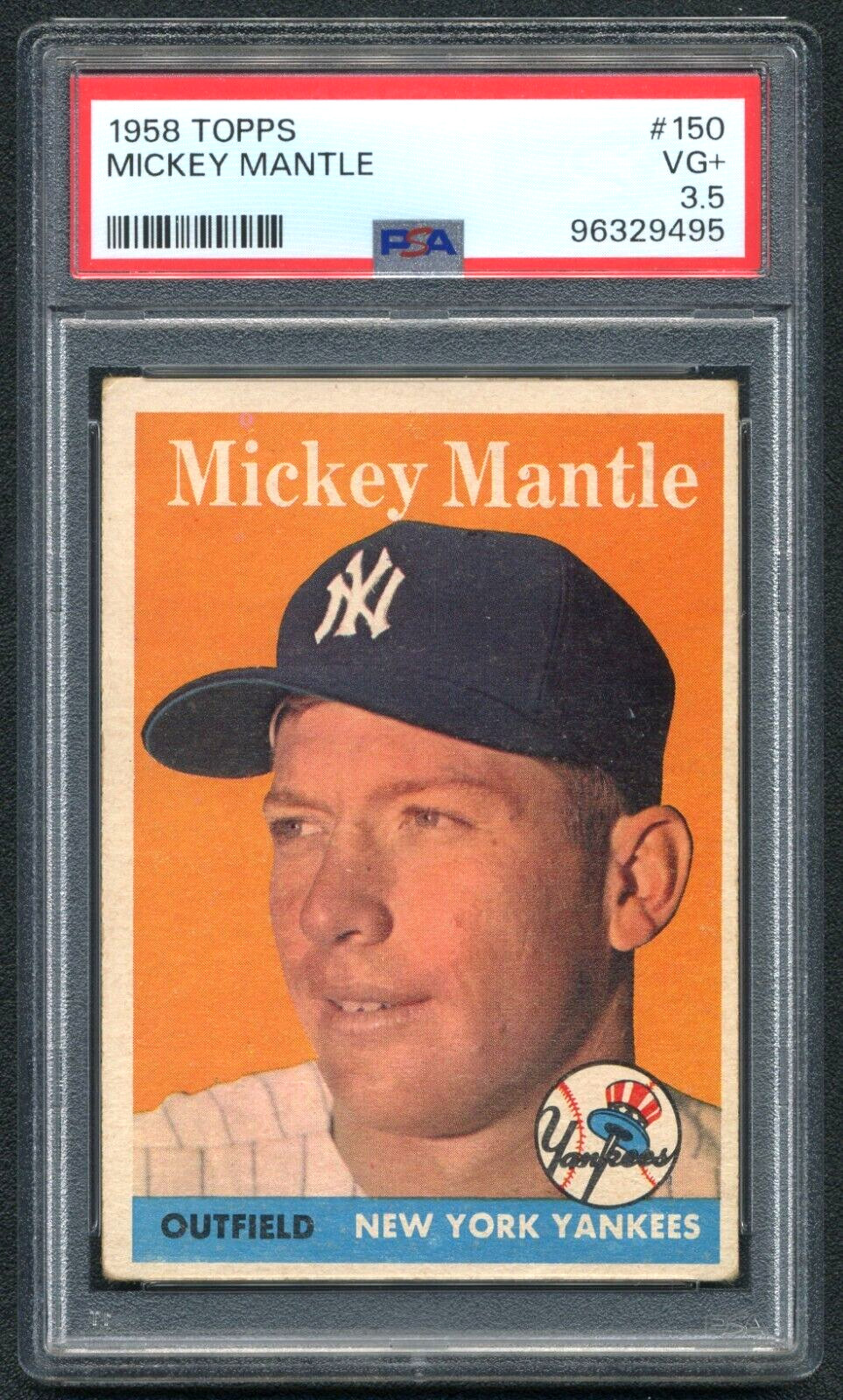 Mickey Mantle 1958 Topps PSA 3.5 Baseball Card Vintage Graded Yankees MLB #150