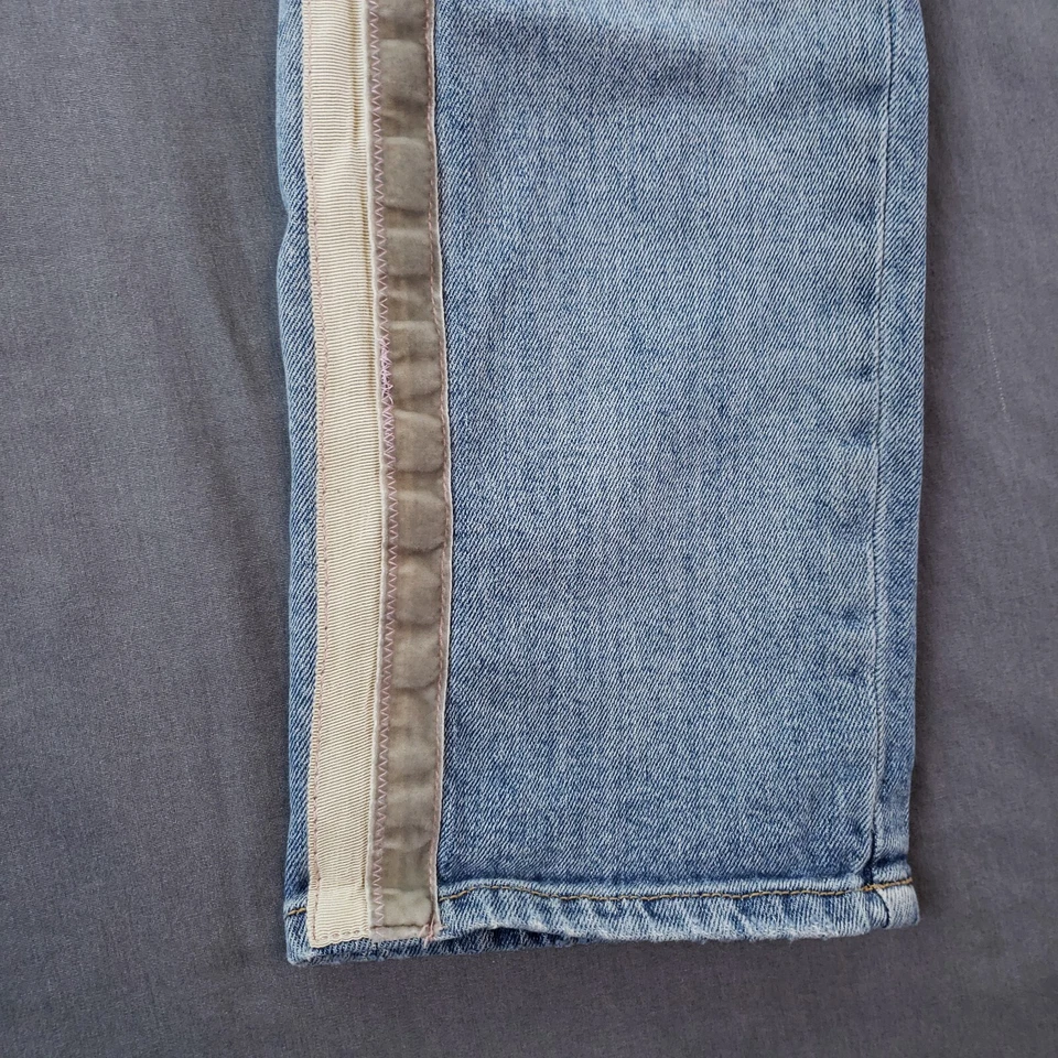 Pantalones de mezclilla Pilcro Letterpress para mujer 28 azules Anthropologie ajustados novio rayas laterales Foto 3 de 4