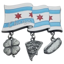 Chicago Souvenir Refrigerator Magnet Flag Clover Pizza Hotdog Travel Gift Decor