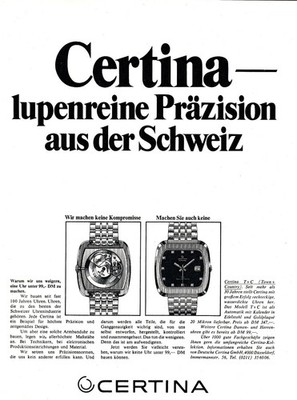3w23280/ Reklame / Werbung aus 1971   CERTINA Armbanduhren.