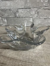 Flower Power Ashtray/ Bowl. Heavy Weight Clear Glass Vintage