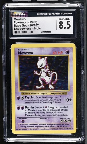 Mewtwo (Shadowless) graded CGC 8.5 for sale on eBay