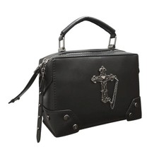 Gothic Cross & Chains Rectangular Black Handbag Punk Rocker Witchy Alternative X