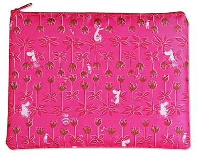 Moomin Characters Pink Cosmetic Pouch Zipper Top Makeup Bag Japan Genuine