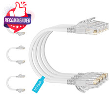 Cat6 Slim Patch Cable 0.5ft 10 Pack White 10G...
