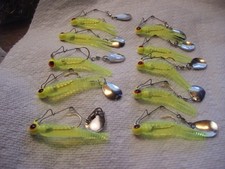Beetle Spin Card of 10 Lures   Bigger 1/8 Oz. WITH LIGHT WIRE GOLD HOOK-CH