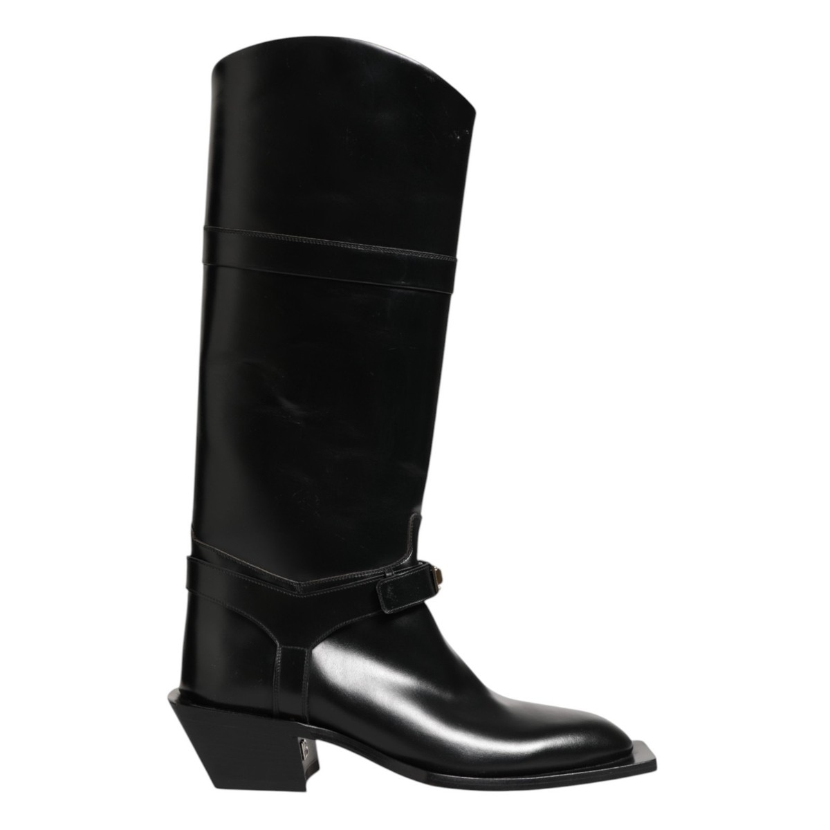 DOLCE & GABBANA Shoes Black Logo Plaque Over The Calf Boots  display picture 1