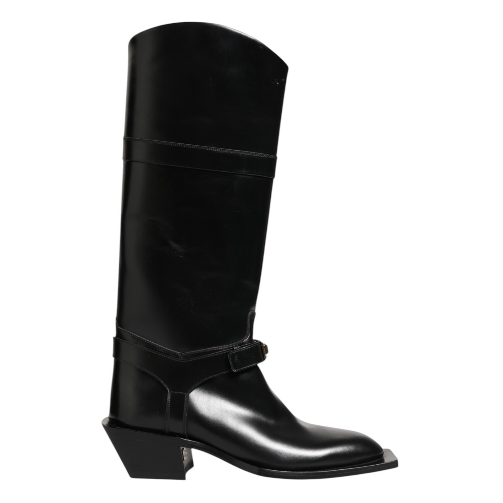 DOLCE & GABBANA Shoes Black Logo Plaque Over The Calf Boots EU44 / US11 2250usd
