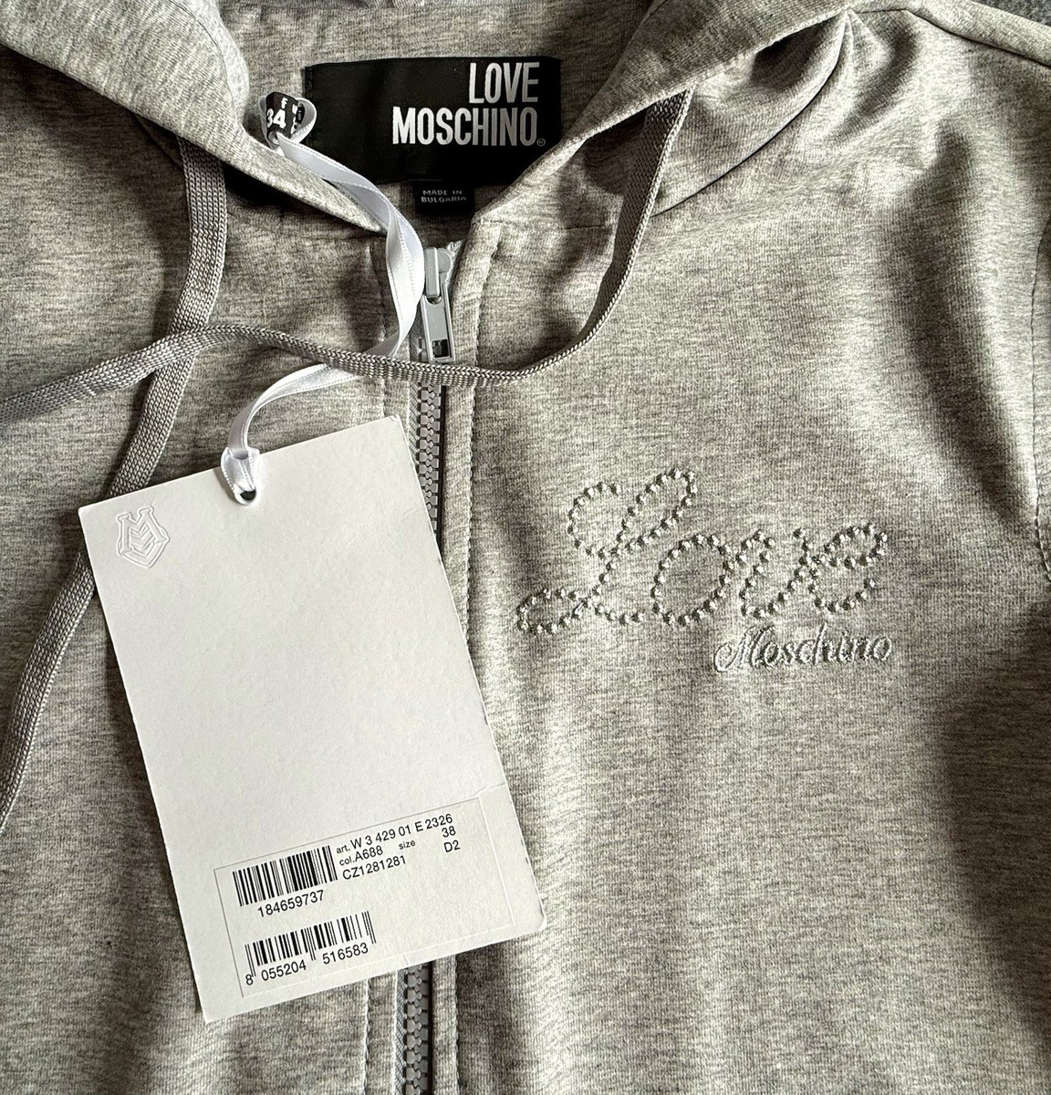 Love Moschino Women Full Zip Hoodie Grey Size 38 US: 2  $410 View 2