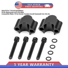 Black Handlebar Clamp Risers 7/8" Bars 30mm Height For KAWASAKI KLR650 2022-2024