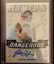 Justin Herbert Auto #’d 32/40 Silver Mojo Armed & Dangerous leaf metal  MINT 