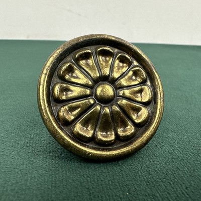 Vintage Brass Tone Cabinet Knob 1.5  Floral Rosette Drawer Pull KBC2