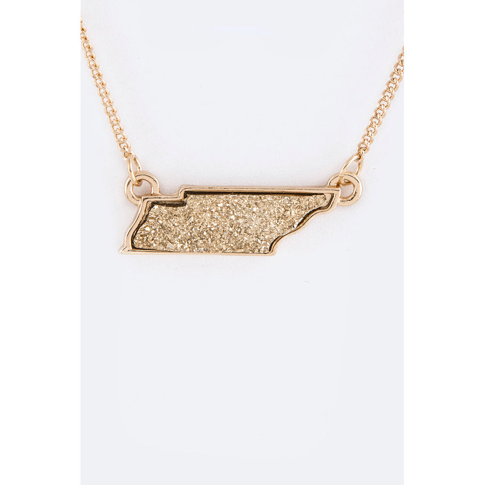 New 17" Stylish TENNESSEE Map Druzy Pendant Necklace Women Fashion Jewelry Set