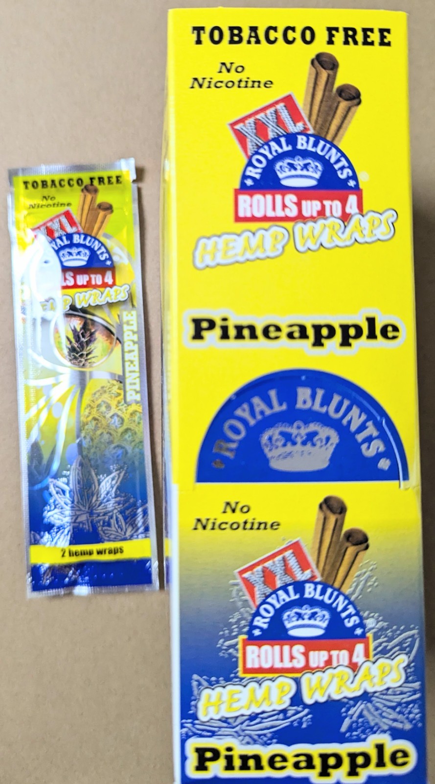 XXL Wraps - Full Box of 25 Pouches with 2 Wraps per Pouch (50 Total) - Pineapple