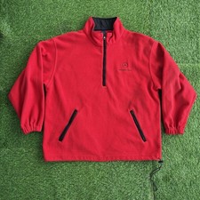 Vintage Mercedes Benz Embroidered Logo Quarter Zip Fleece Red Adult Large Y2K