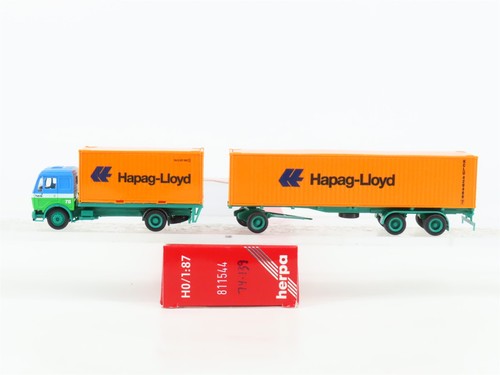 Camión y remolque Herpa 811544 Hapag-Lloyd escala HO con 2 contenedores | Zustand: Used