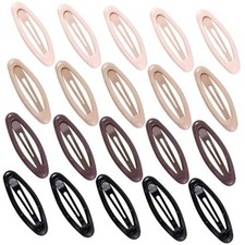 20PCS Oval Metal Snap Clips for Women No Slip Small Bright Black Brown Beige