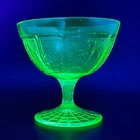 Vintage Green Princess Sherbet Uranium Vaseline Depression Glass Cup_ 1930's Era