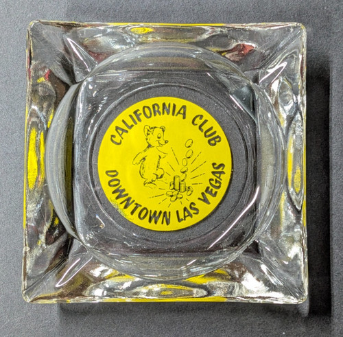 Vintage, California Club Downtown Las Vegas Glass Ashtray, 3-1/2-Inch Square