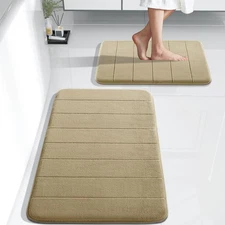 Memory Foam Bathroom Rugs Sets 2 Piece - Super Soft Absorbent Quick Dry Bath ...