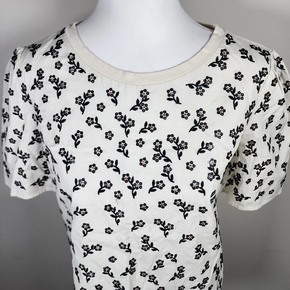 Max Mara Shirt Womens Medium Sequins Blouse Floral Designer Quite Luxury Cotton - Image 2 of 4