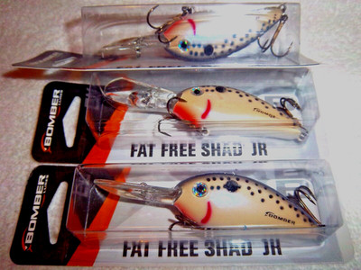 (LOT OF 3)-BOMBER FAT FREE SHAD JR -1/2 OZ & 2 1/2'' IN SPECKLED PERCH / 8'-12' 