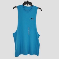 Under Armour Loose Cutoff Tank Top Mens Medium Blue Muscle Gym Shirt Sporty New