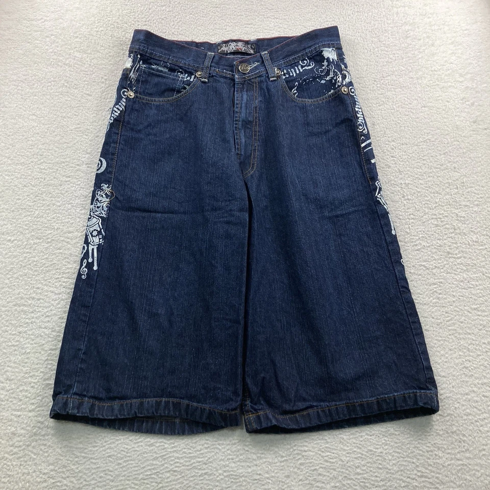 Pantalones Cortos De Colección Brooklyn Xpress Denim Para Hombres 34 Azul Suelto Hip Hop Y2K Foto 3 de 4