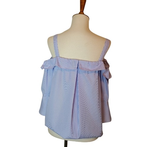 Aqua Cold Shoulder gestreifte Bluse blau klein gebraucht - Bild 2 von 7