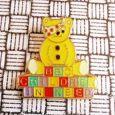 Pudsey BBC Children in Need Coloured Bricks Enamel Pin Badge 21mm x 19mm