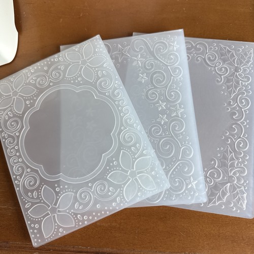 Lot of 3 Creative Expressions 3D Embossing Folders 5.5x7.5 Winter/Christmas
