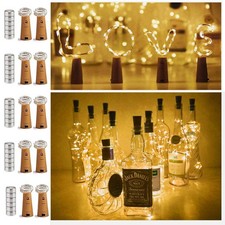 10 PCS 20 LED Wine Bottle Cork Light Copper Wire Battery Stopper Warm White