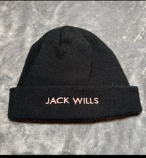Image of Jack Wills Rib Knit Beanie Hat Black Unisex One Size Warm Stretchy New With Tag