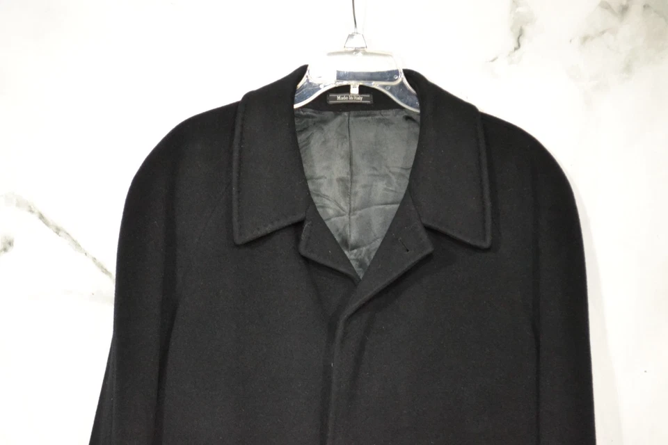 METROPOLITAN BY LORD & TAYLOR Black Wool Cashmere Blend Overcoat 44 Reg Italy Vt - Image 2 of 4