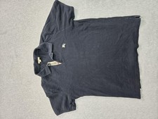 Burberry Brit Polo Shirt Mens Large Navy Pique Check Placket Cotton Logo Casual