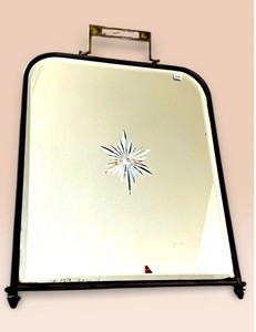 VTG Art Deco Brass Wall Mirror Starburst Beveled Glass 1930s Hollywood Regency