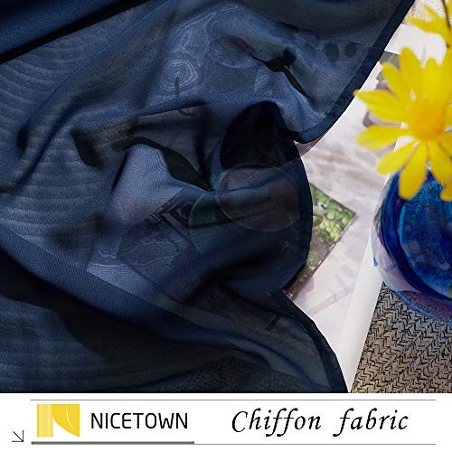Chiffon Sheer Curtain Panels 96 inches Long, 55"W x 96"L (Pack of 2) Navy Blue - Picture 5 of 6
