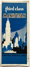 Original Vintage Travel Brochure UNITED STATES LINES -SHIP -SS MANHATTAN - 1930s